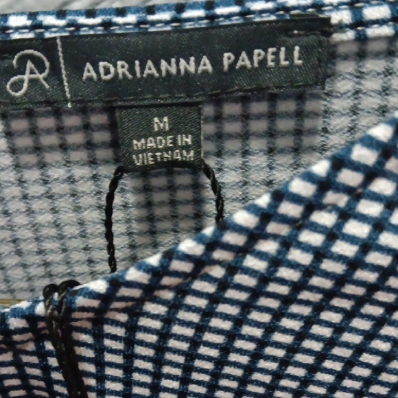 Adrianna Papell Blue Gingham Blouse - Picture 2 of 6